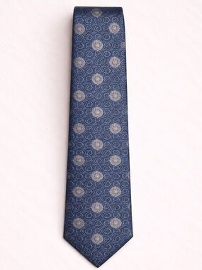 Canali Medallion Swirl Silk Tie Made in Italy